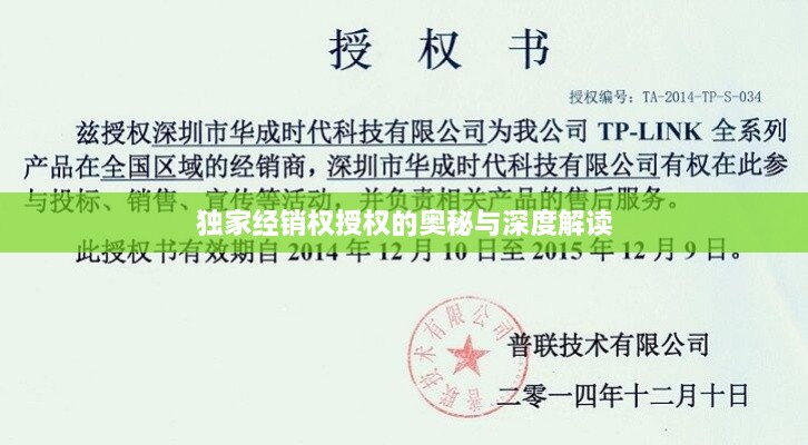 独家经销权授权的奥秘与深度解读