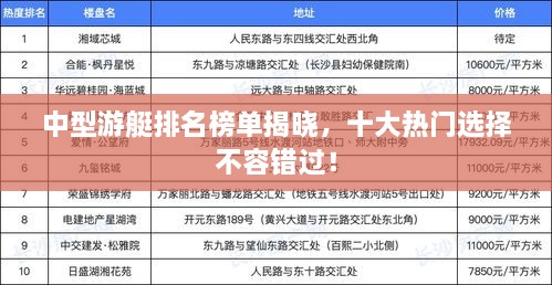 中型游艇排名榜单揭晓，十大热门选择不容错过！